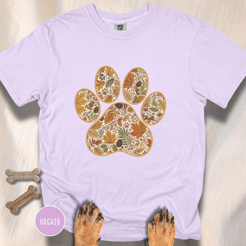 Fall in the Forest Vintage Botanical Dog Paw T-Shirt