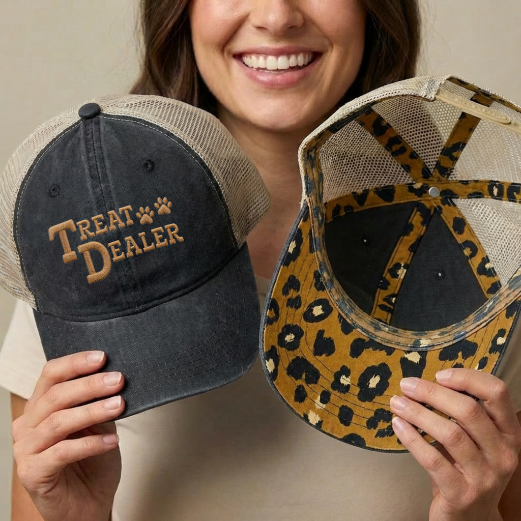 Treat Dealer Embroidered Leopard Trucker Hat