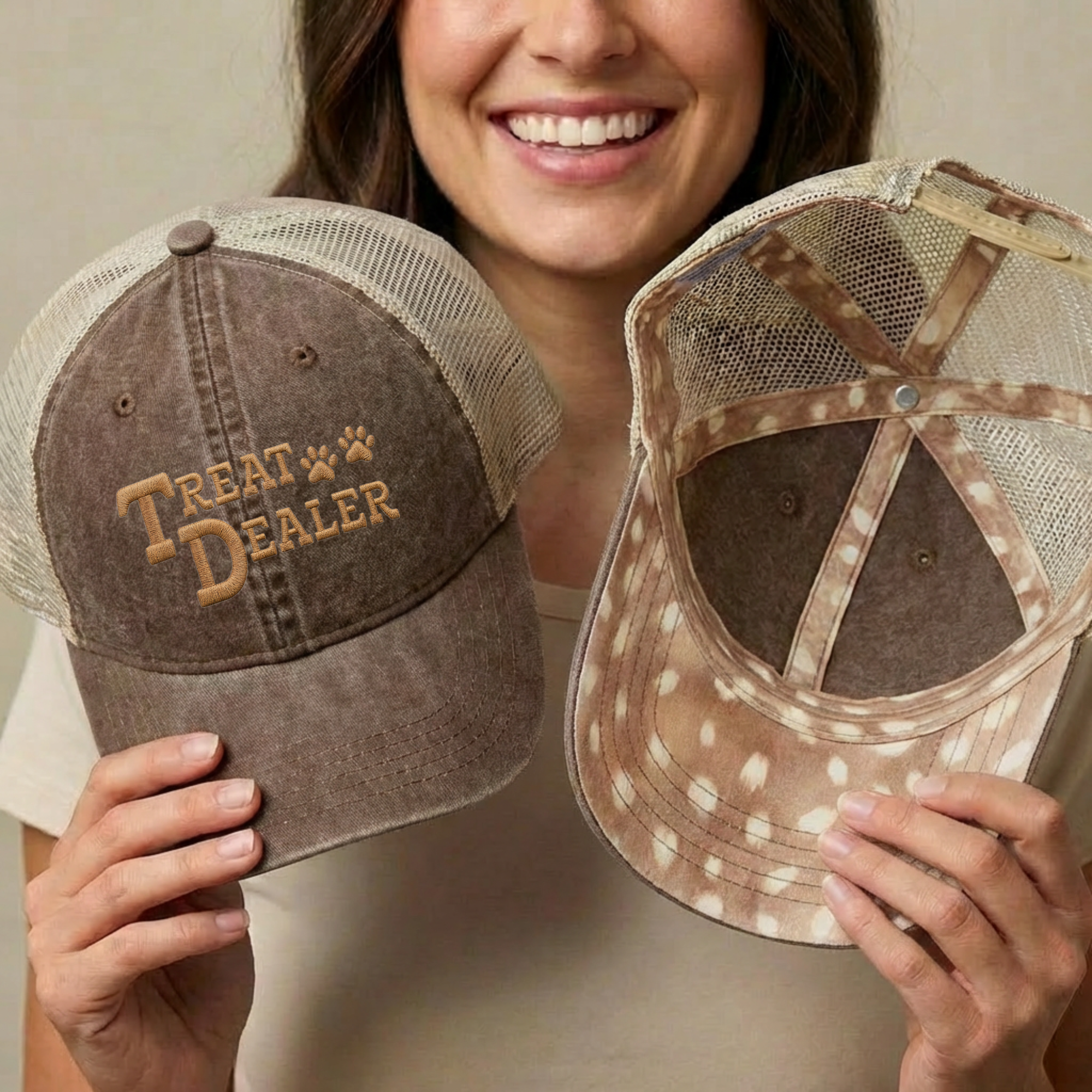 Treat Dealer Embroidered Leopard Trucker Hat