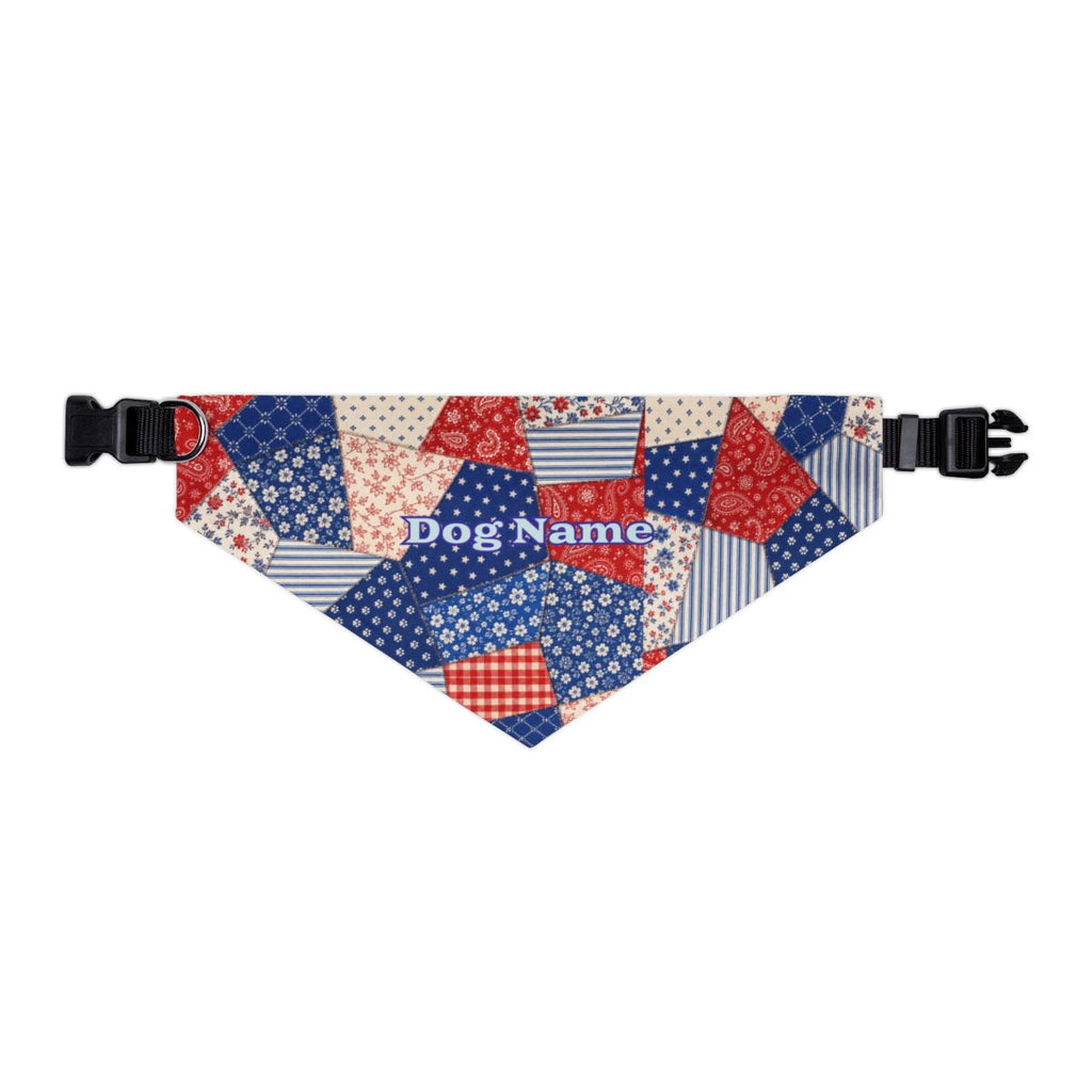 Personalized Americana Dog Bandana with Faux Patchwork Design Pet Bandana Collar