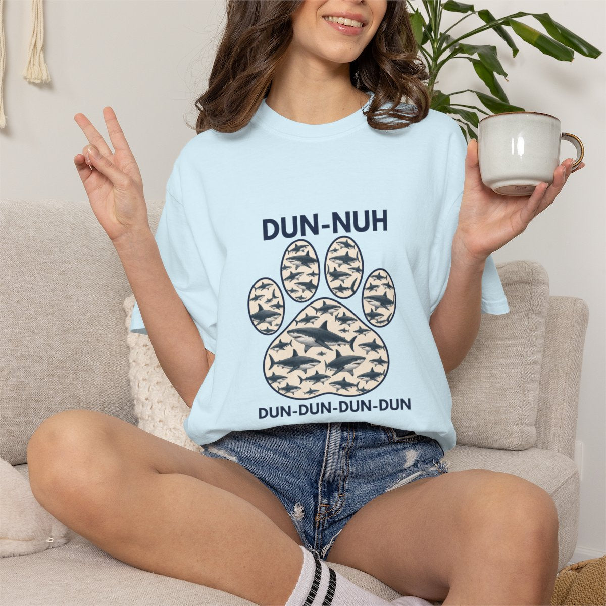 Shark Theme Song Paw Print T-shirt