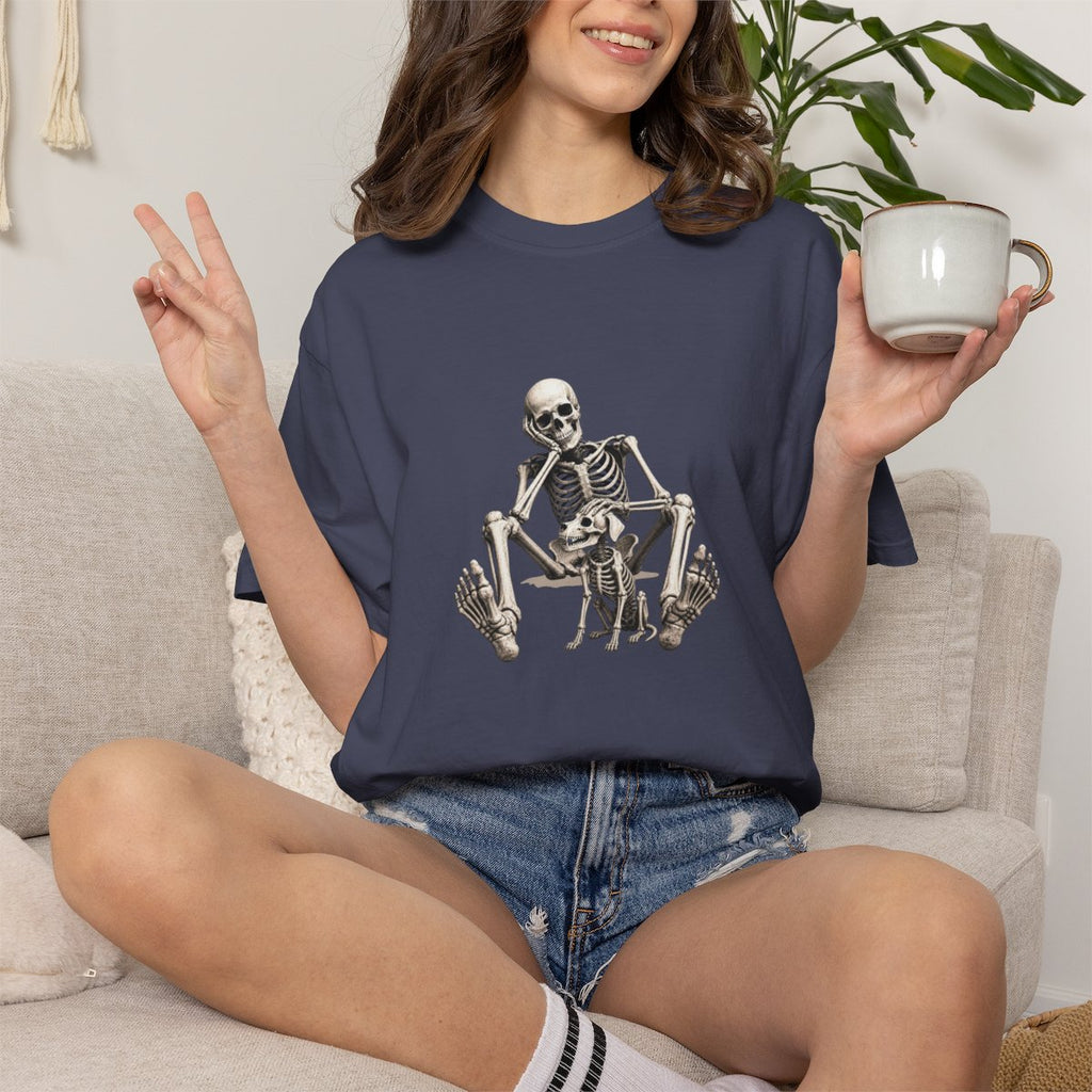 Skeleton Pets His Dog T-Shirt