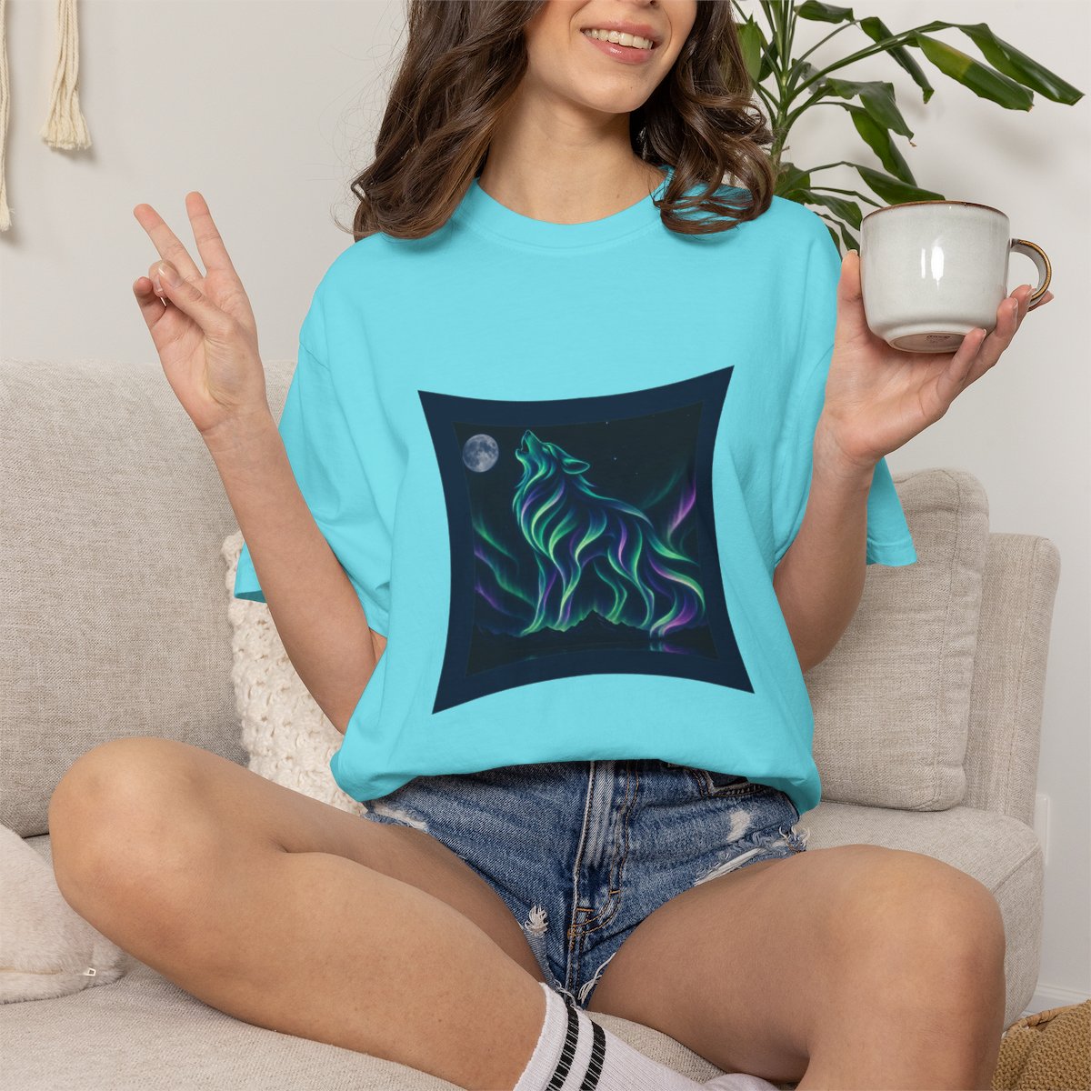 Aurora Borealis Wolf  T-Shirt