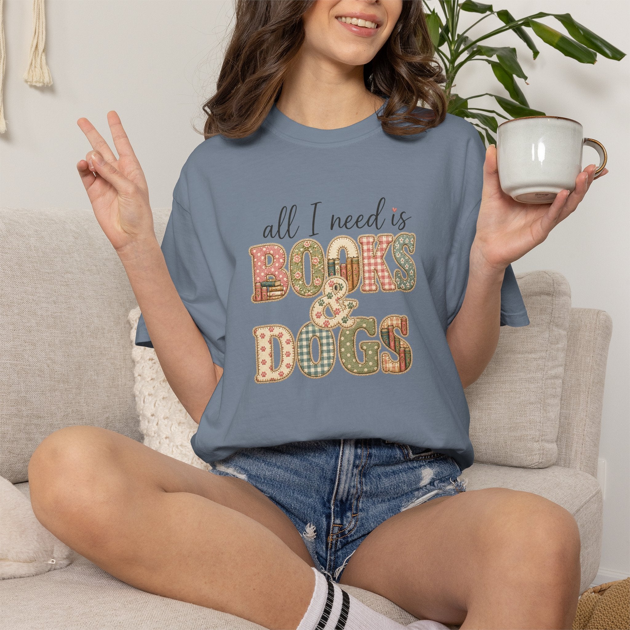 All I Need is Books & Dogs T-shirt