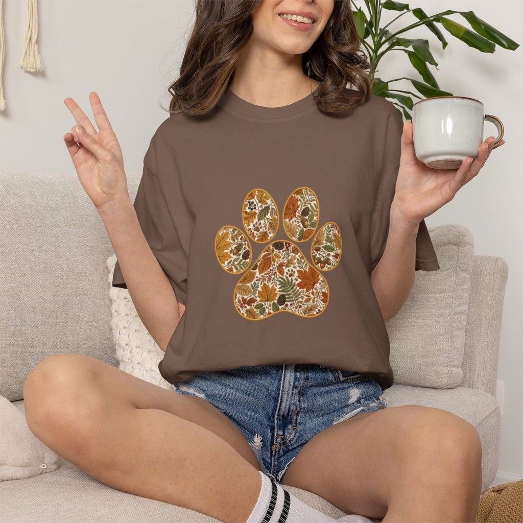 Fall in the Forest Vintage Botanical Dog Paw T-Shirt