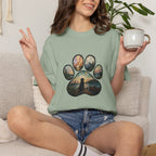 Lake Life Stained Glass Paw Print T-shirt