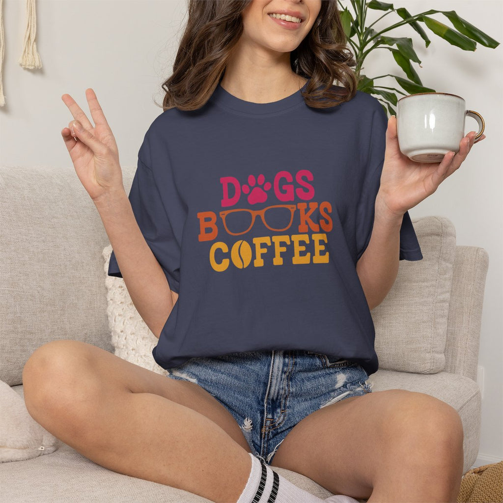 Dogs Books Coffee T-shirt