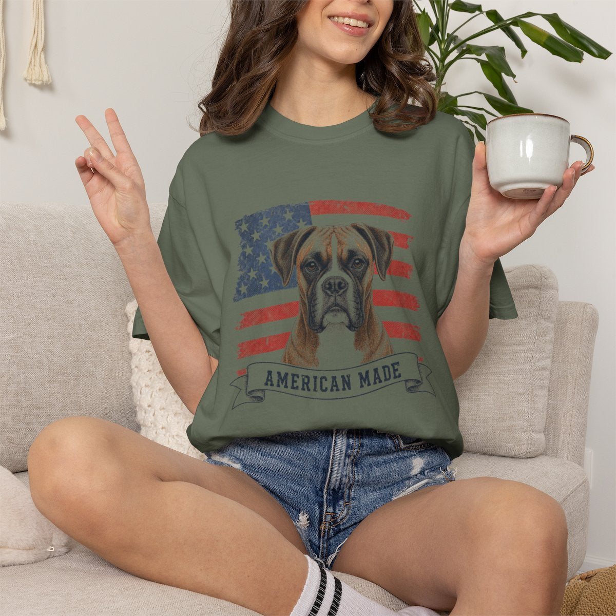 Boxer American Made USA flag T-shirt