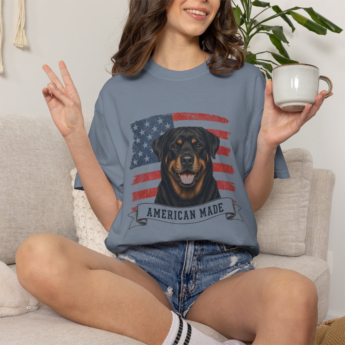 Rottweiler American Made USA flag T-shirt