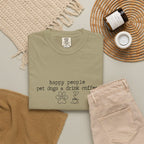 Happy People Pet Dogs and Drink Coffee T-shirt