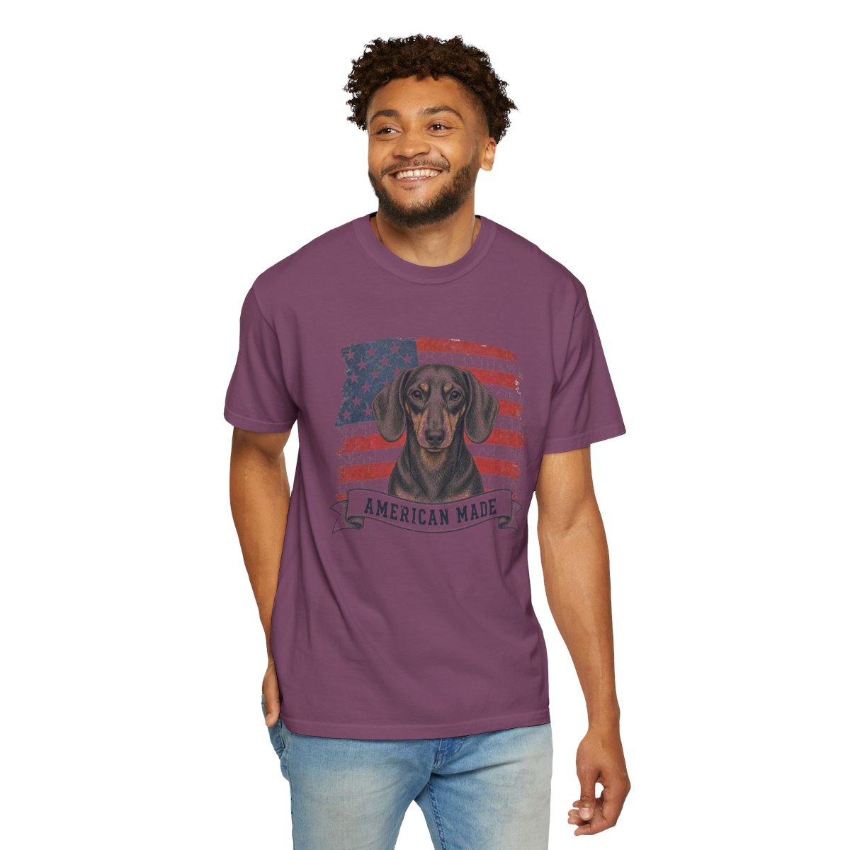 Dachshund American Made USA flag T-shirt