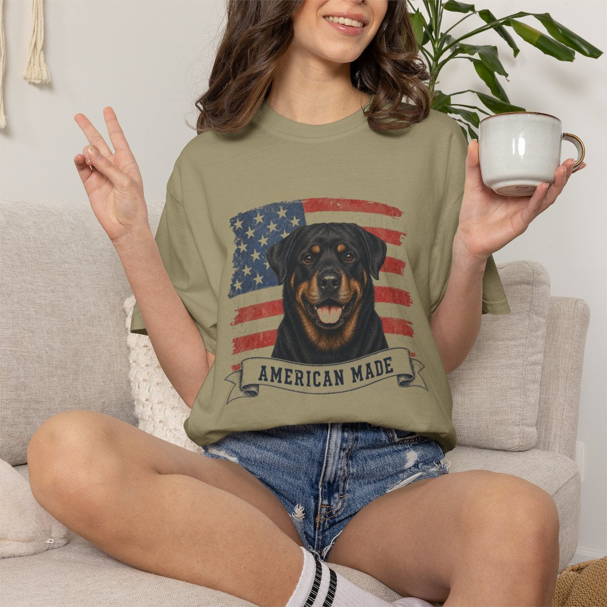 Rottweiler American Made USA flag T-shirt