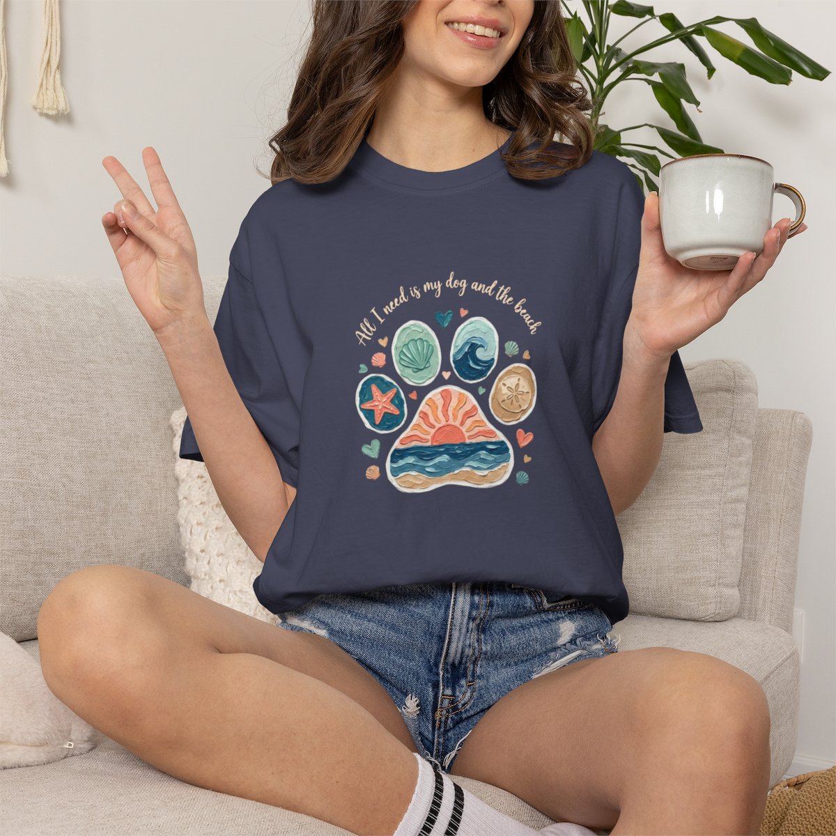 Coastal Dog Lover T-Shirt for Beach Loving Dog Moms