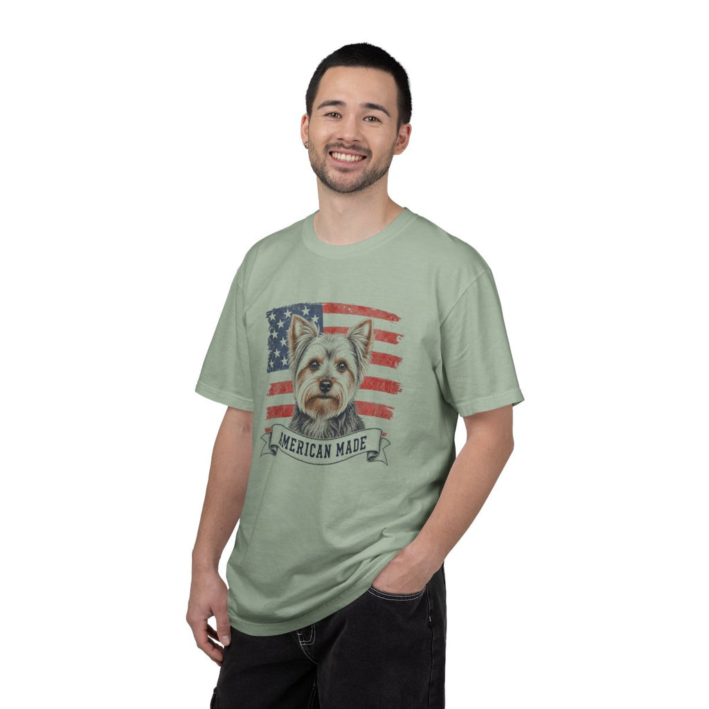 Yorkshire Terrier American Made USA flag T-shirt
