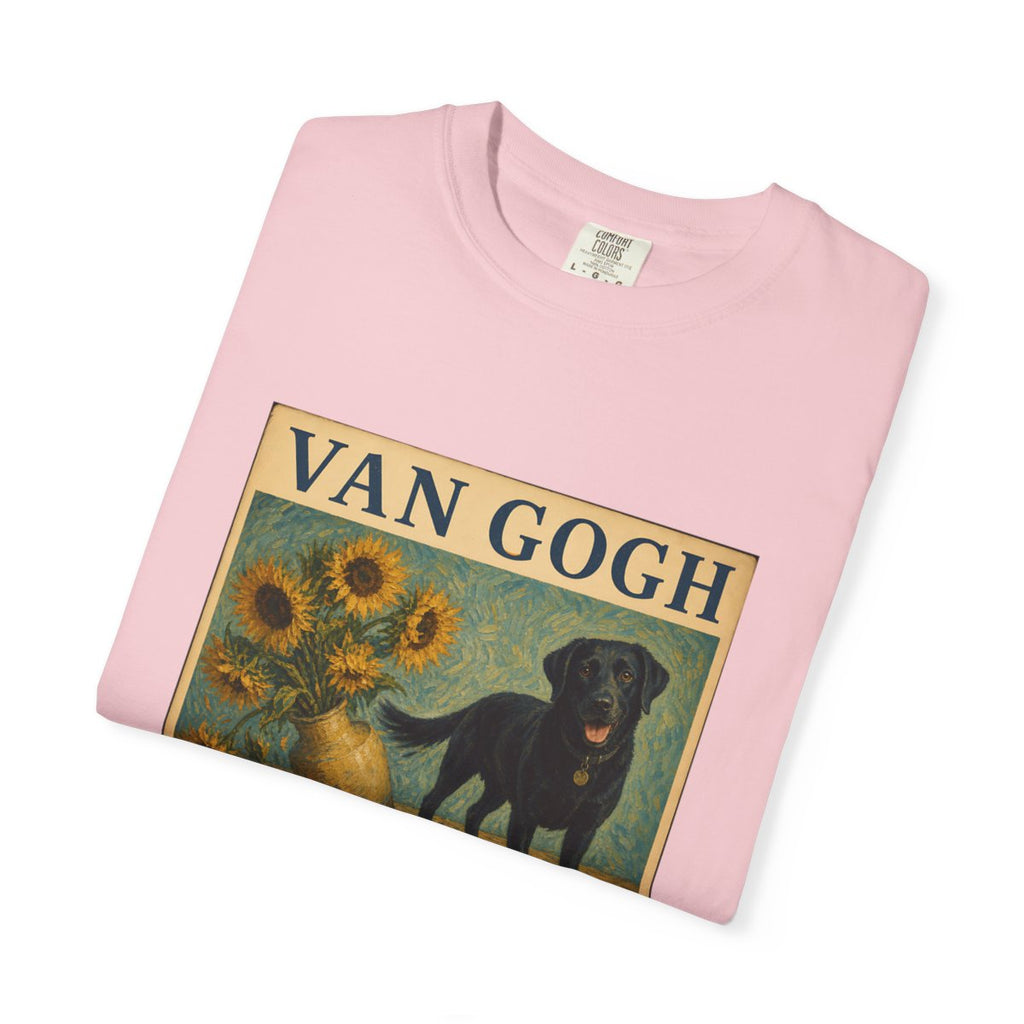 Personalized Black Lab Van Gogh Sunflowers Down T-Shirt