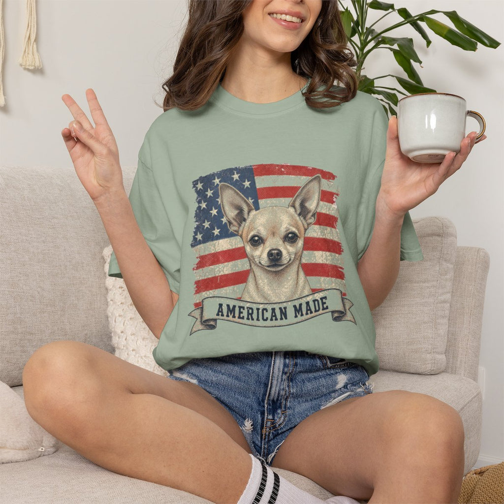 Chihuahua American Made USA flag T-shirt