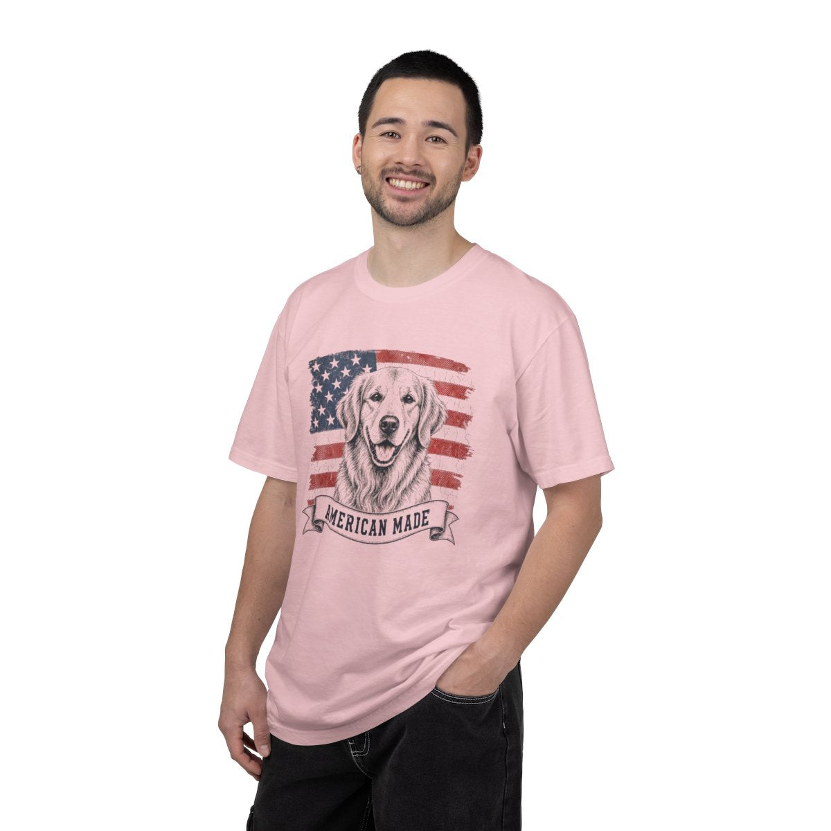 Golden Retriever American Made USA flag T-shirt