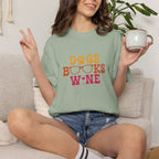 Dogs Books Wine T-shirt