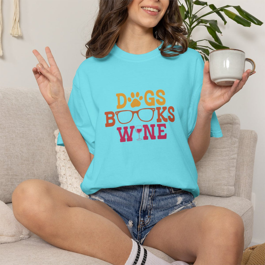 Dogs Books Wine T-shirt