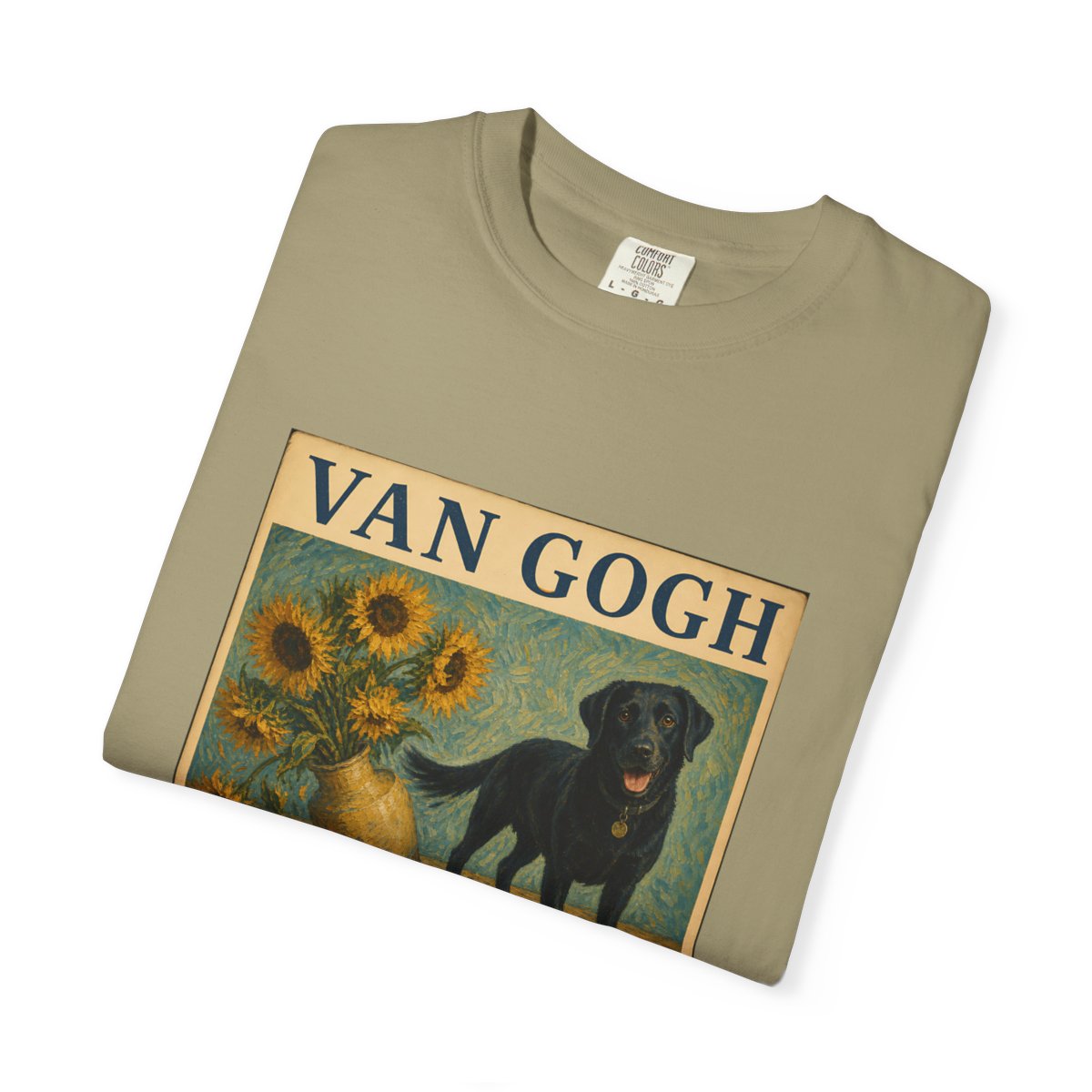 Personalized Black Lab Van Gogh Sunflowers Down T-Shirt