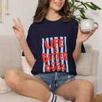 Life is Better with Dogs striped T-shirt