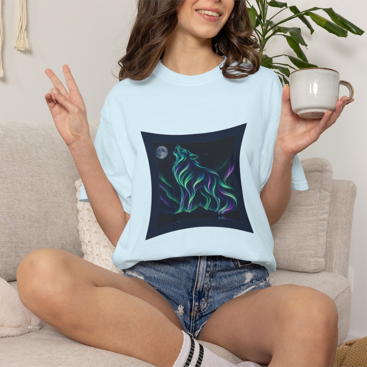 Aurora Borealis Wolf  T-Shirt