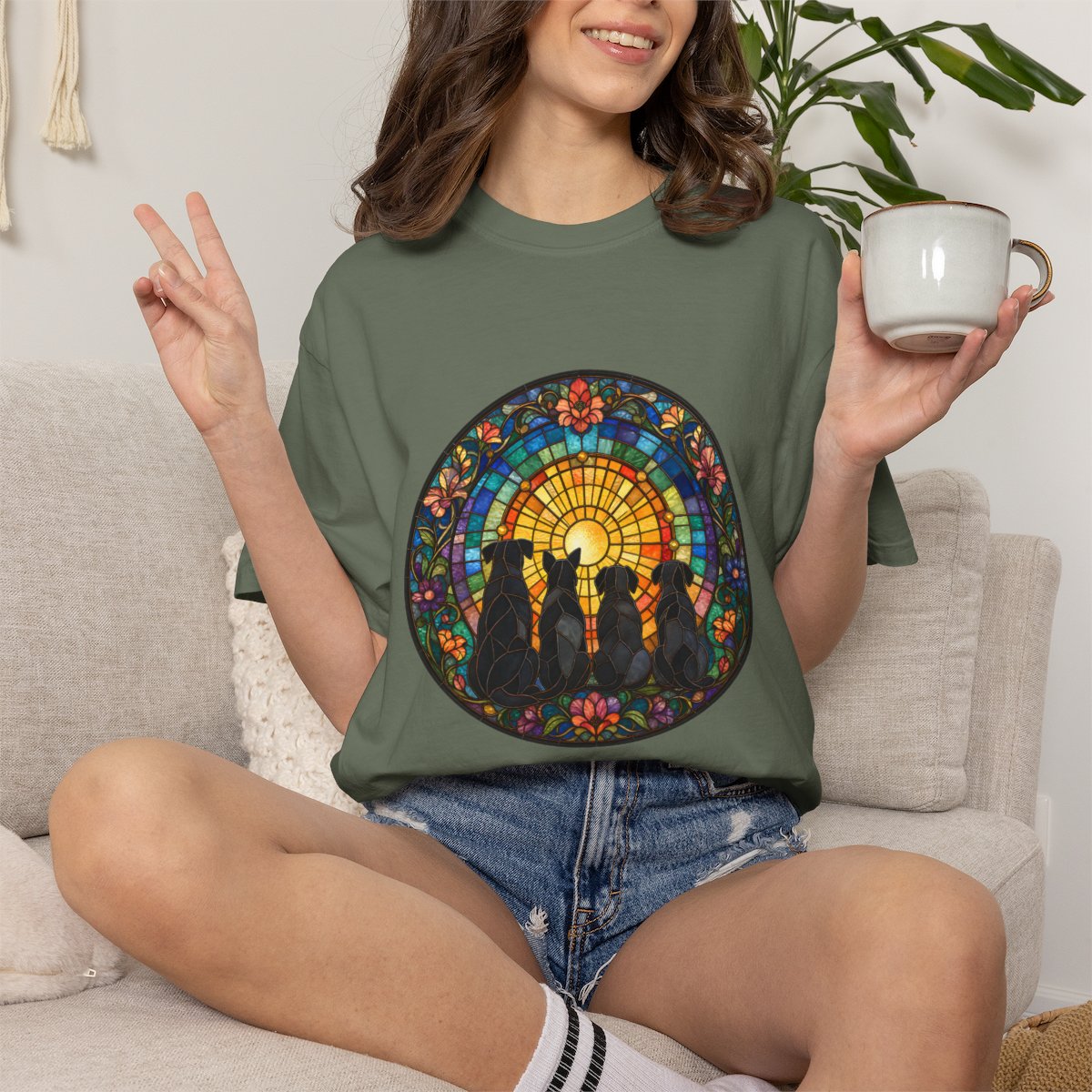 All The Dogs Victorian Stained Glass T-shirt