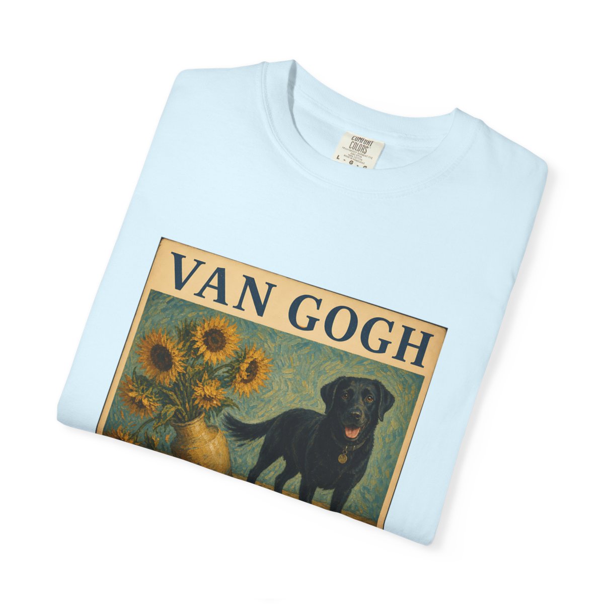 Personalized Black Lab Van Gogh Sunflowers Down T-Shirt