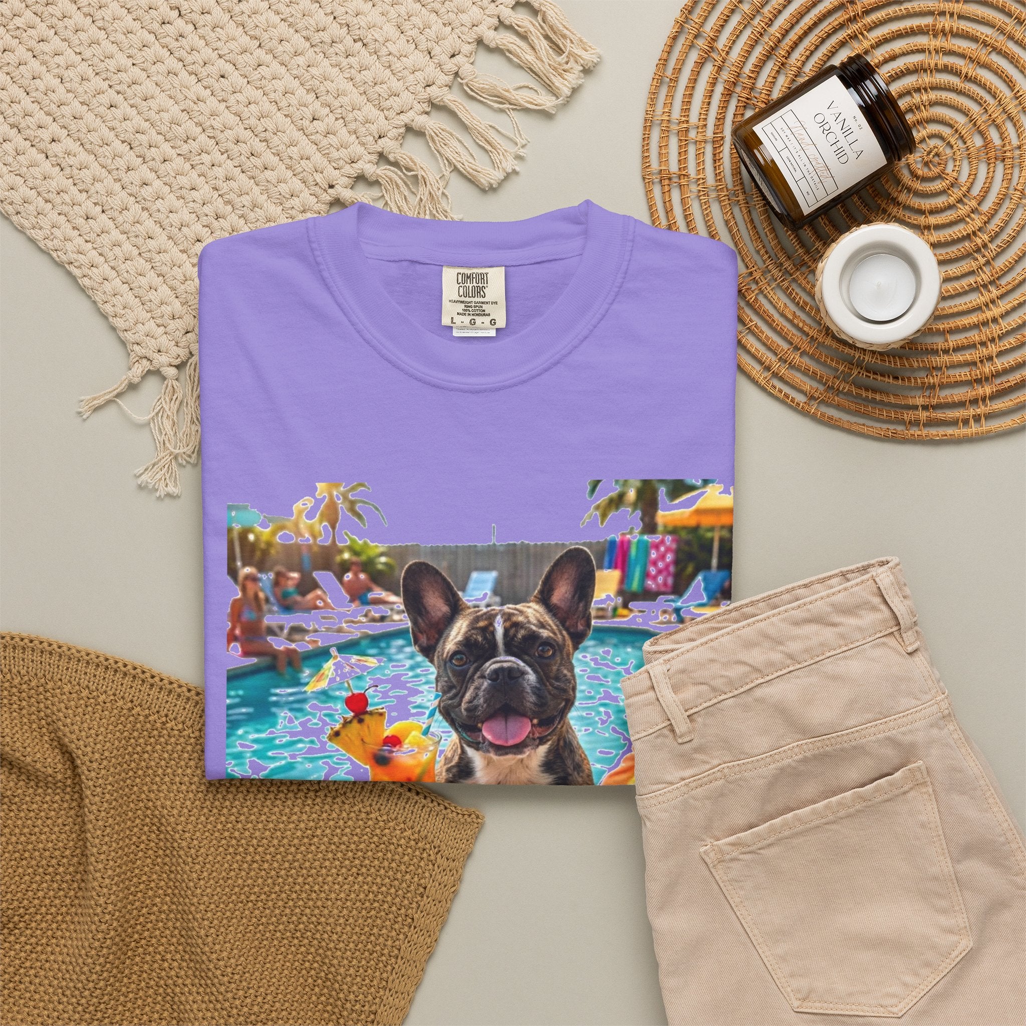 French Bulldog Pool Party T-shirt.