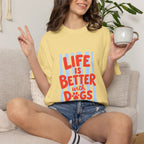 Life is Better with Dogs striped T-shirt