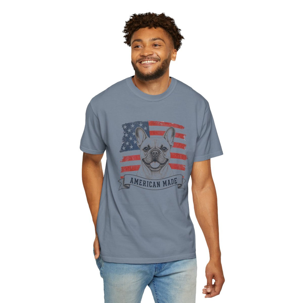 French Bulldog American Made USA flag T-shirt