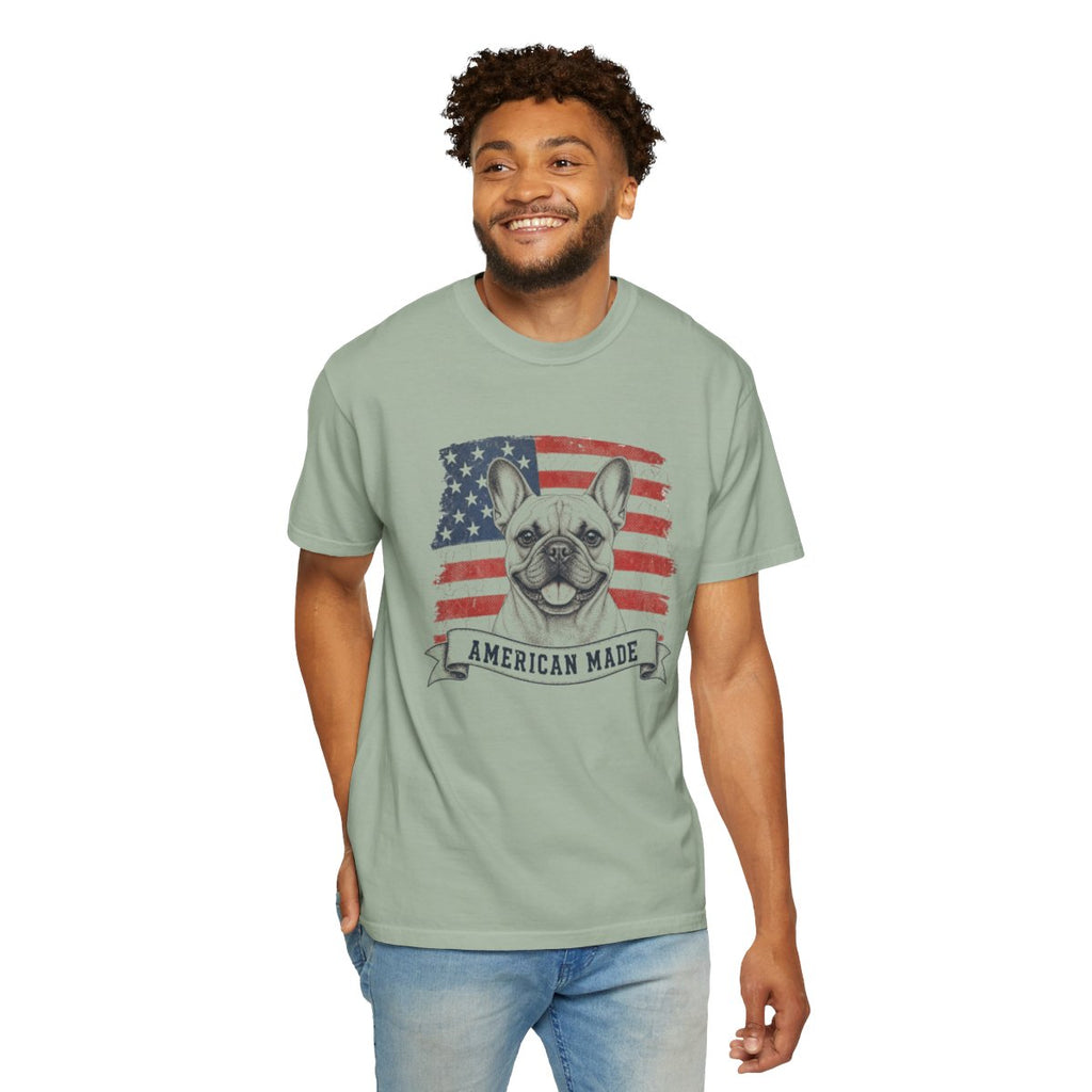 French Bulldog American Made USA flag T-shirt