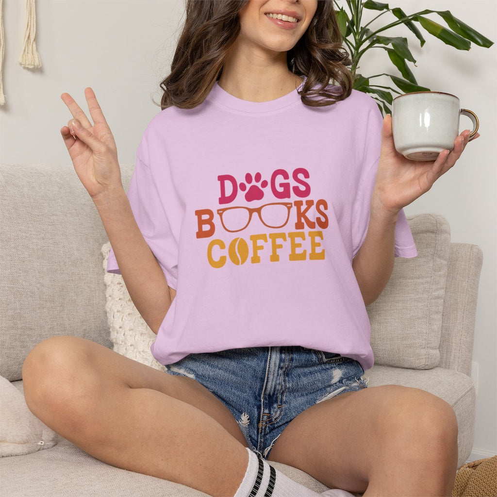 Dogs Books Coffee T-shirt