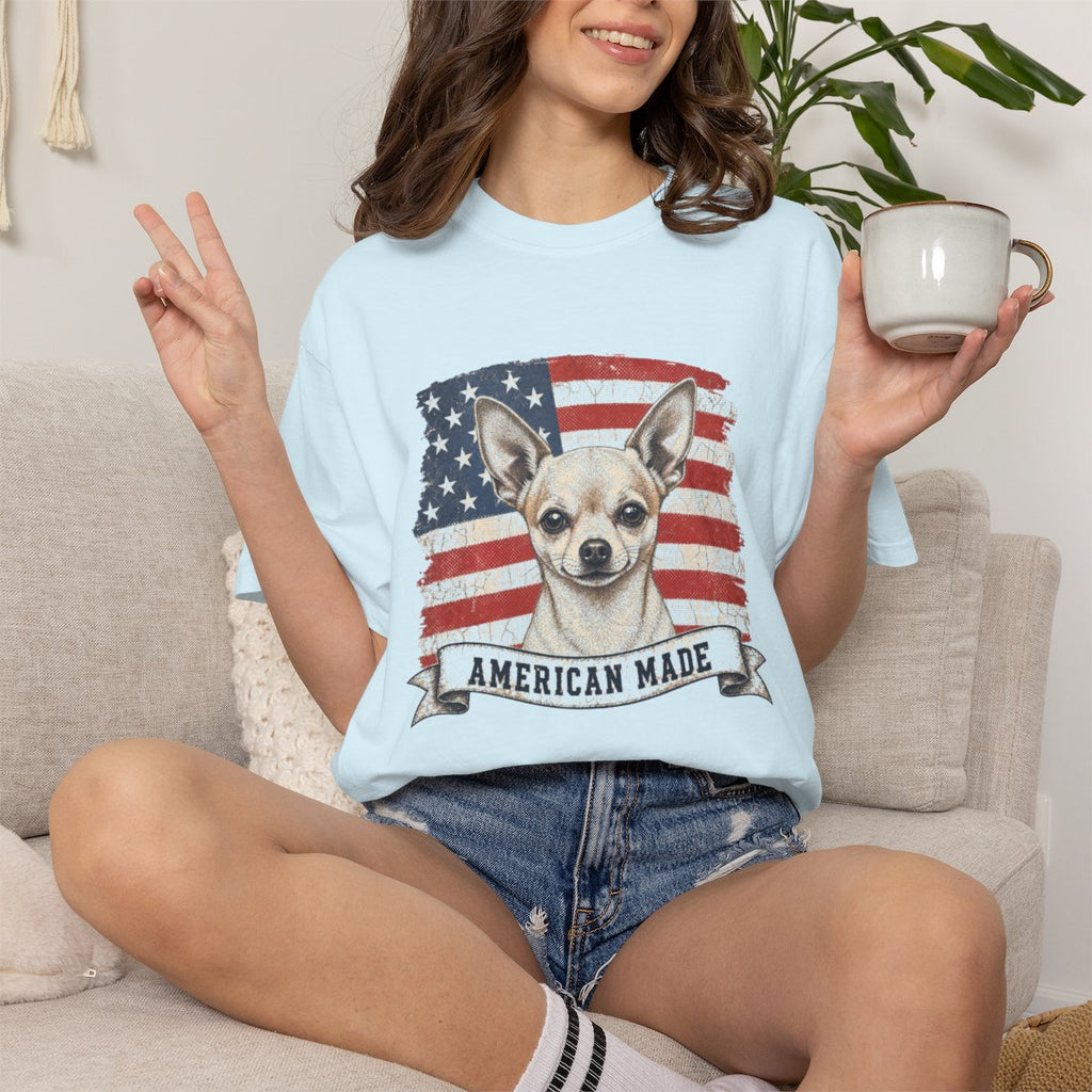 Chihuahua American Made USA flag T-shirt