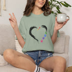 Pride Rainbow Paw Brushstroke Heart T-Shirt