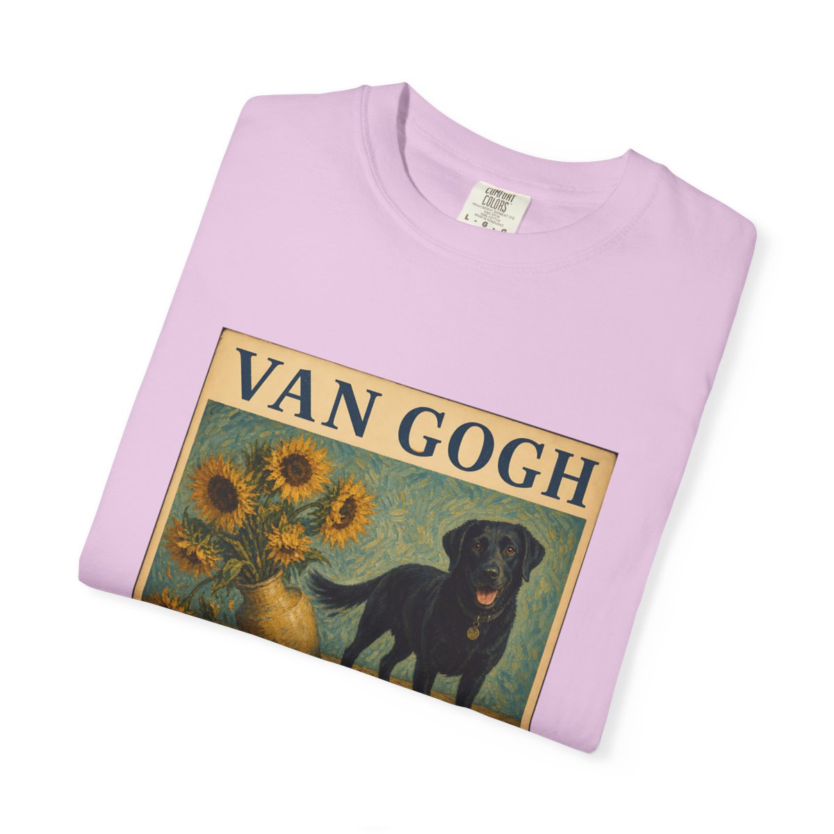 Personalized Black Lab Van Gogh Sunflowers Down T-Shirt