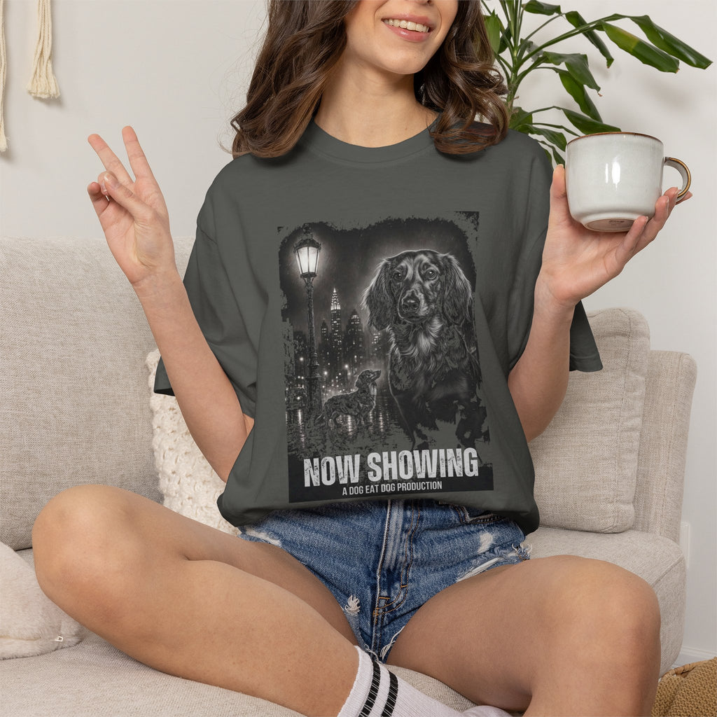 Long-Haired Dachshund Film Noir Movie Poster T-shirt
