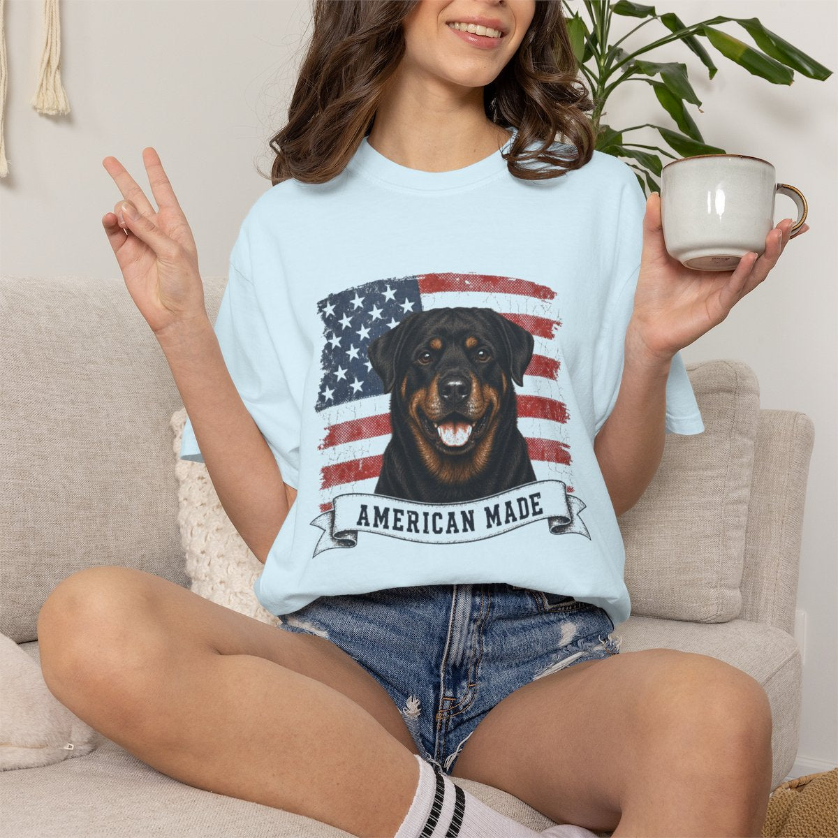 Rottweiler American Made USA flag T-shirt