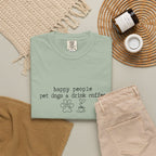Happy People Pet Dogs and Drink Coffee T-shirt