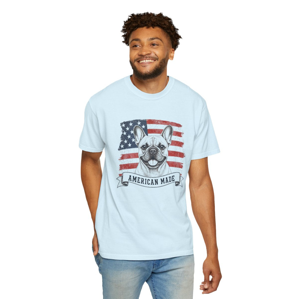 French Bulldog American Made USA flag T-shirt