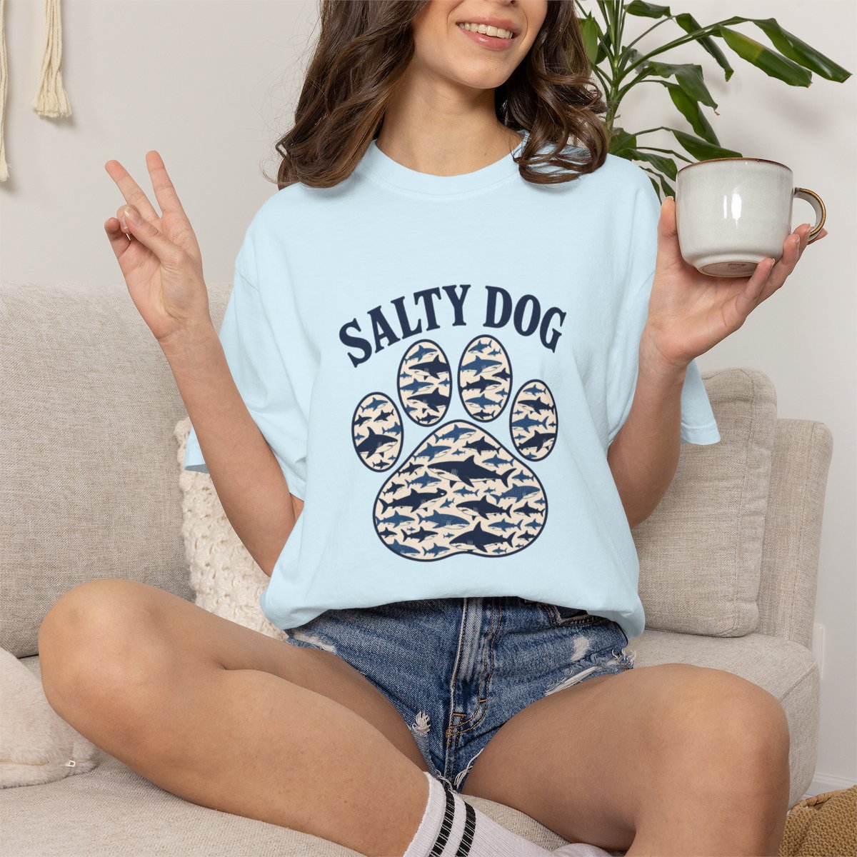 Salty Dog Shark Paw Print  T-shirt