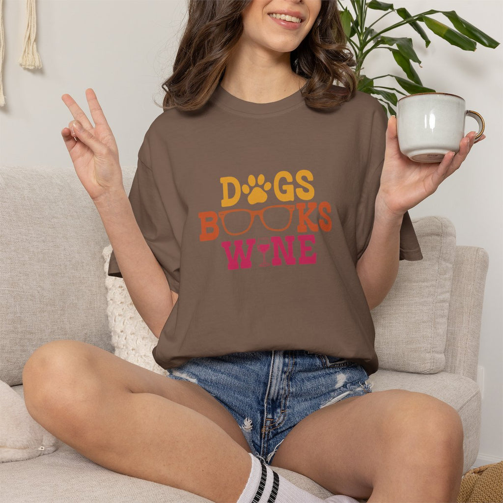 Dogs Books Wine T-shirt