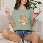 Fall Flowers Dog Paw T-shirt