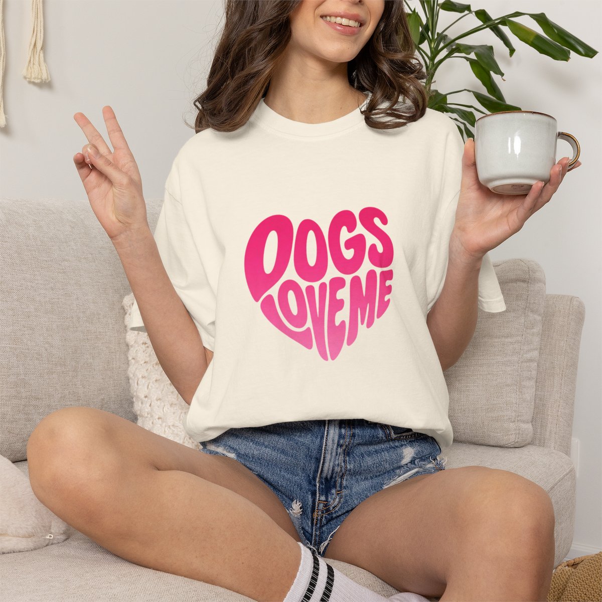 Dogs Love Me | Heart (Red or Pink) T-Shirt