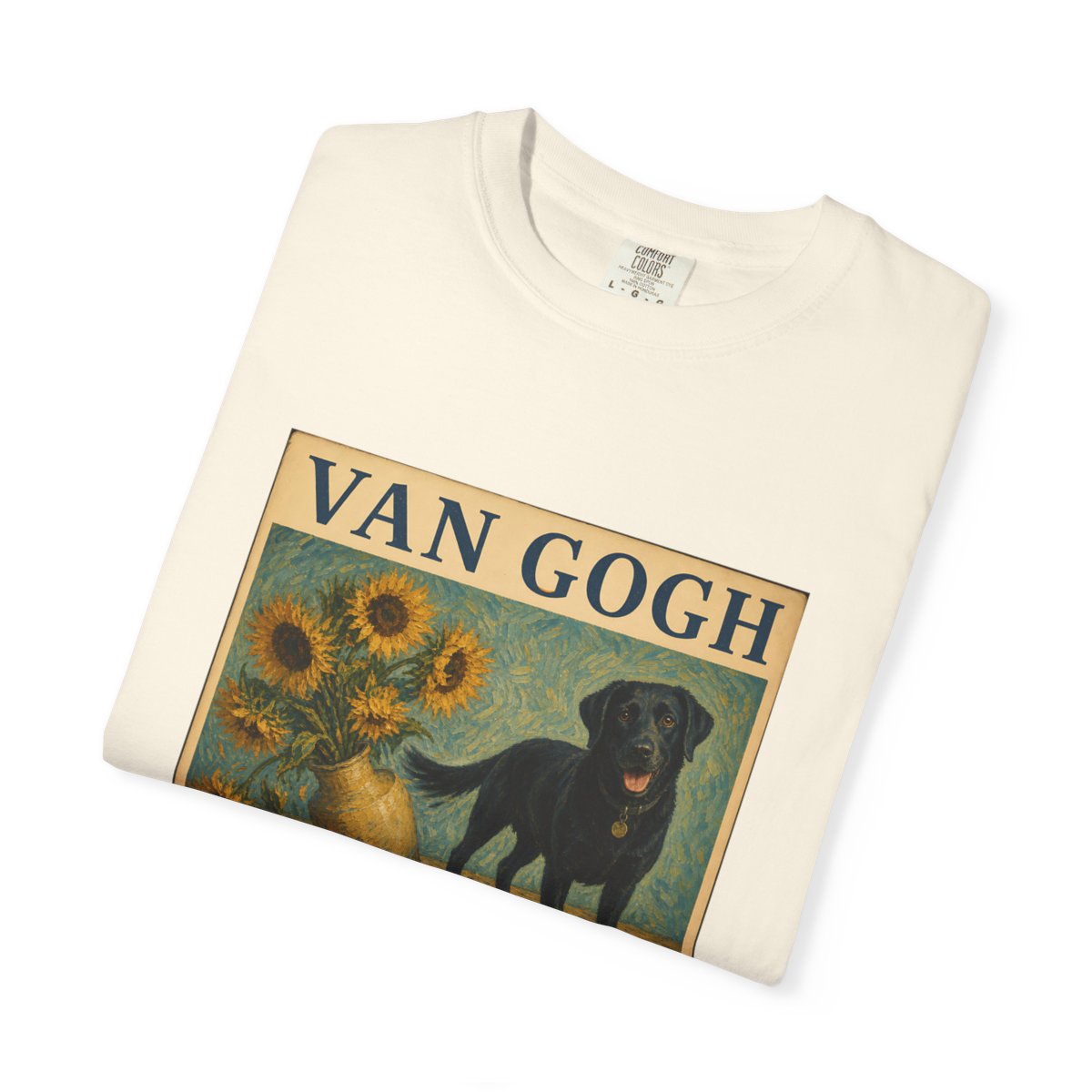Personalized Black Lab Van Gogh Sunflowers Down T-Shirt