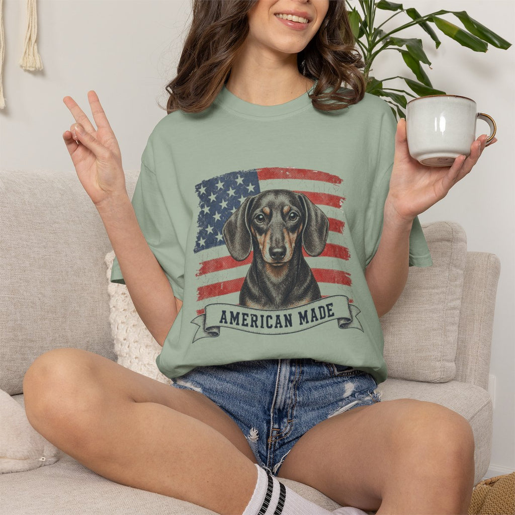 Dachshund American Made USA flag T-shirt