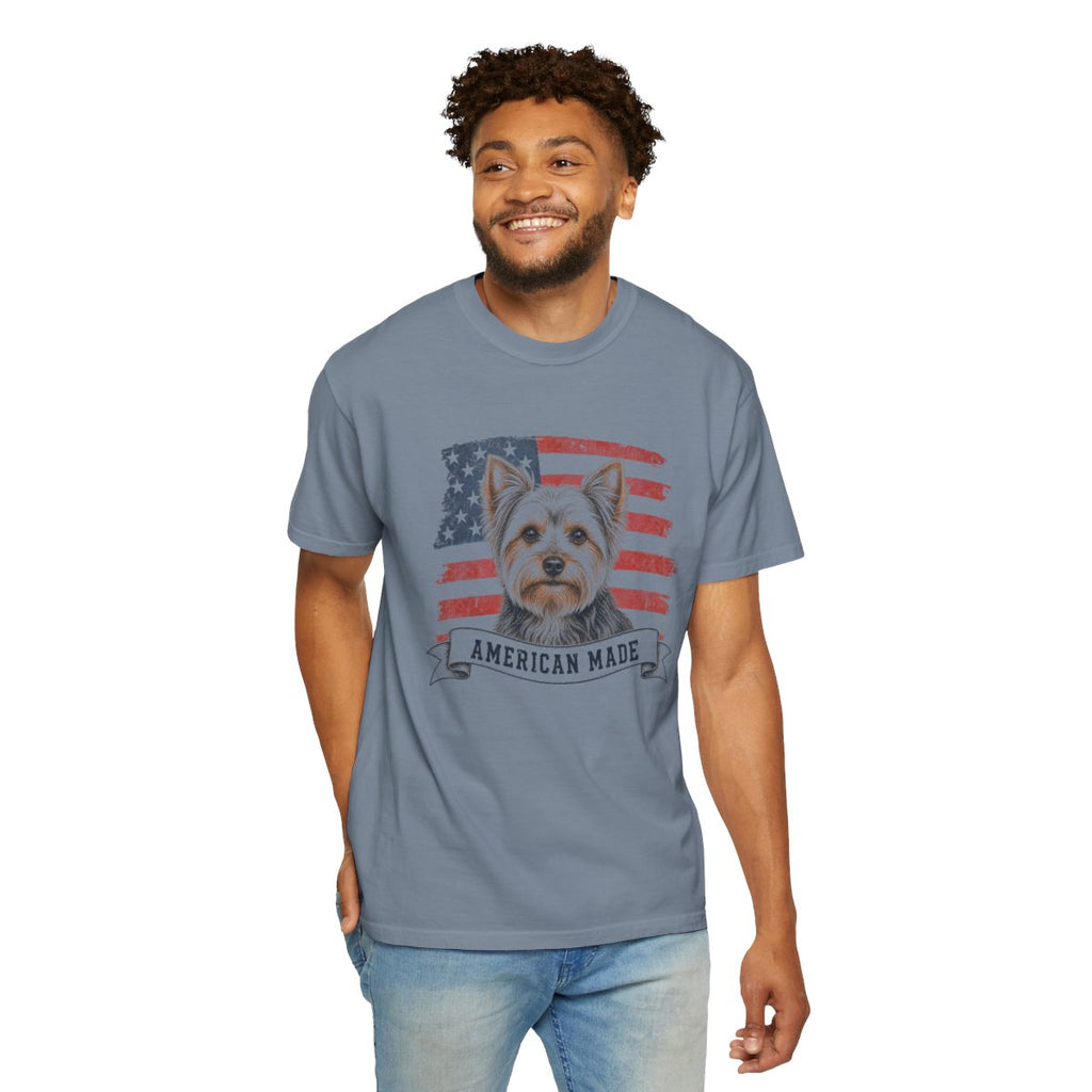 Yorkshire Terrier American Made USA flag T-shirt