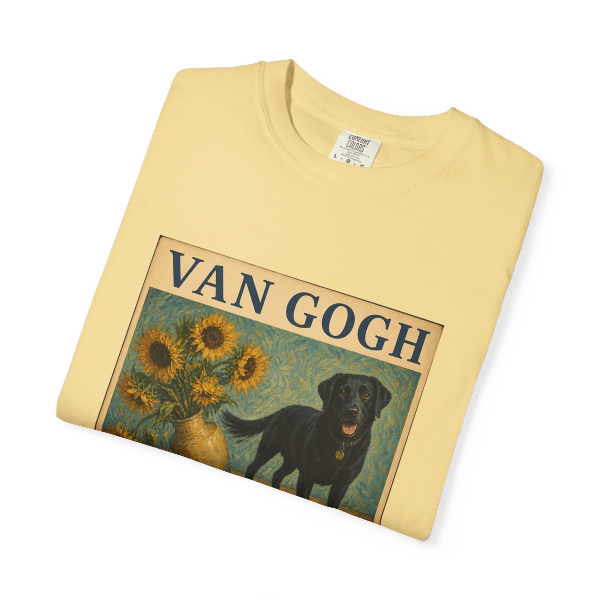 Personalized Black Lab Van Gogh Sunflowers Down T-Shirt