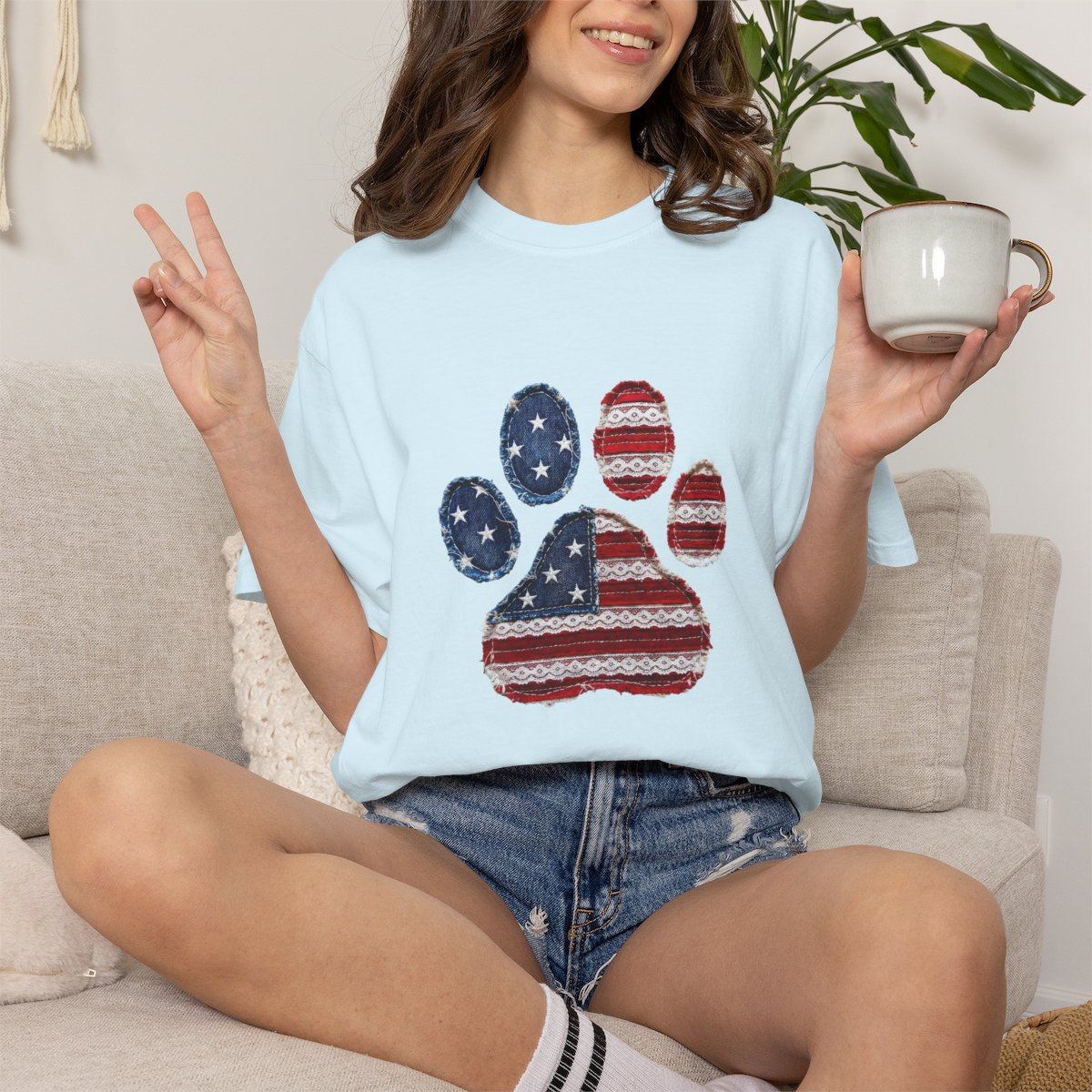 USA Pawtriot Dog Paw T-shirt