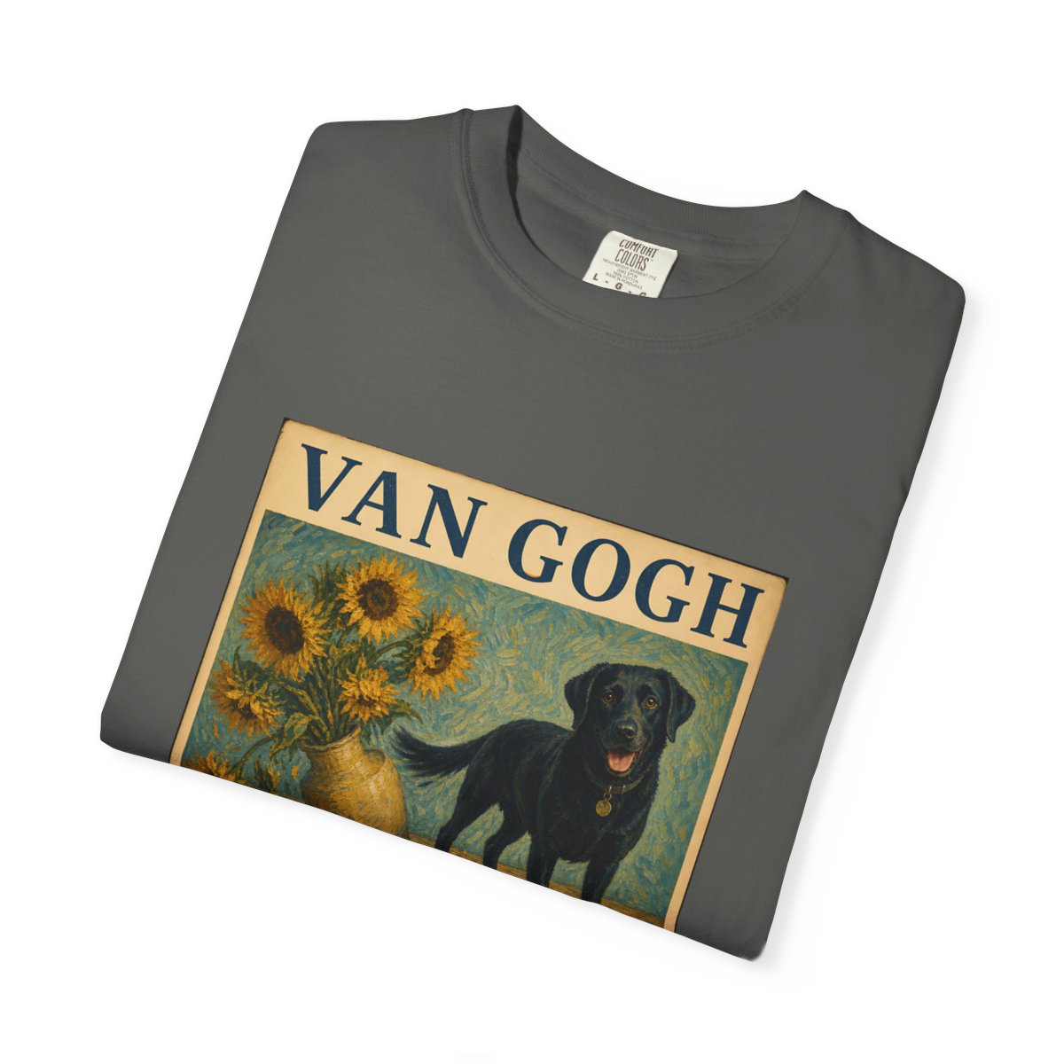Personalized Black Lab Van Gogh Sunflowers Down T-Shirt
